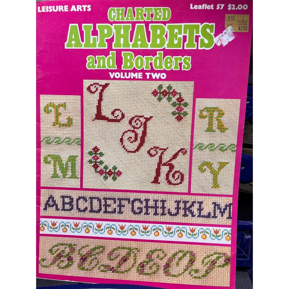 Charted Alphabets and Borders, Cross Stitch Pattern Booklet Vintage 1975